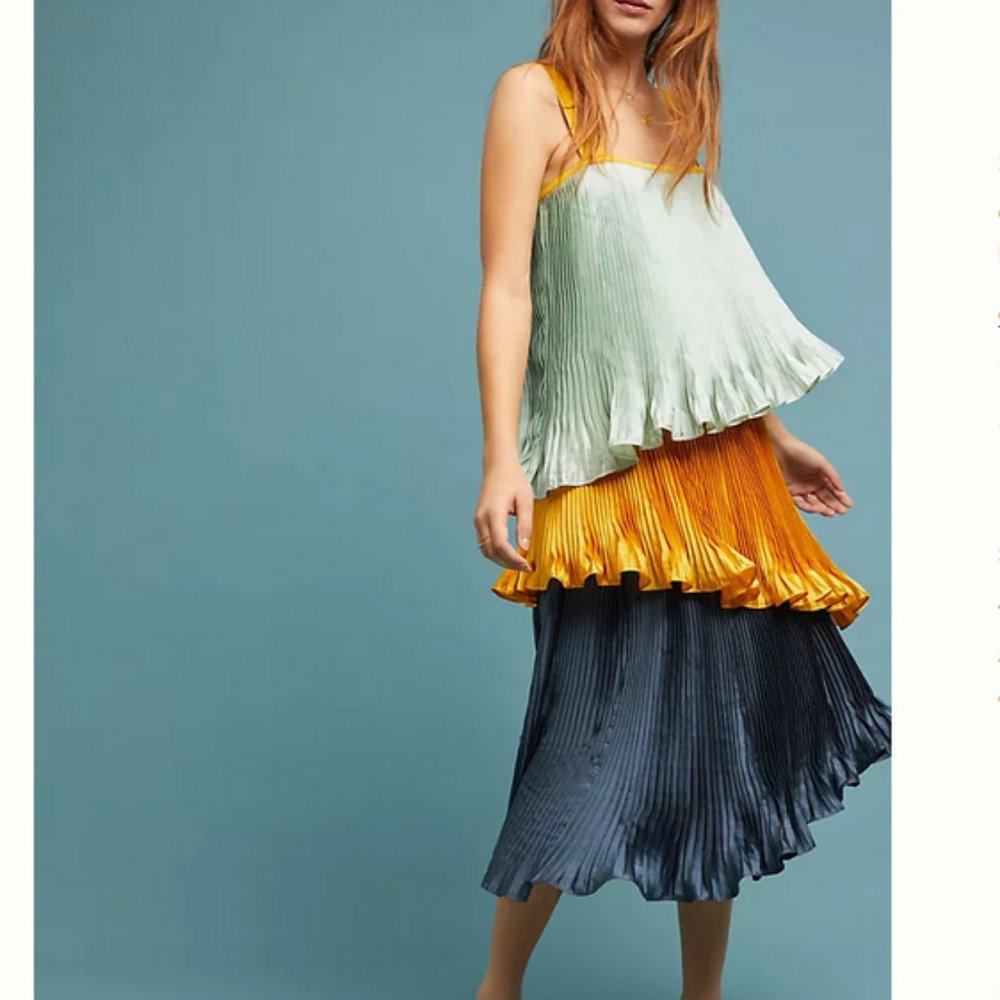 Anthropologie Pleated Colorblock Dress